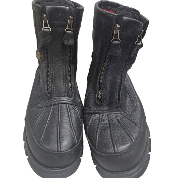 Polo Sport Ralph Lauren Mens Black Zipper Boots Size 11.1/2 M Leather & Rubber - Picture 1 of 9